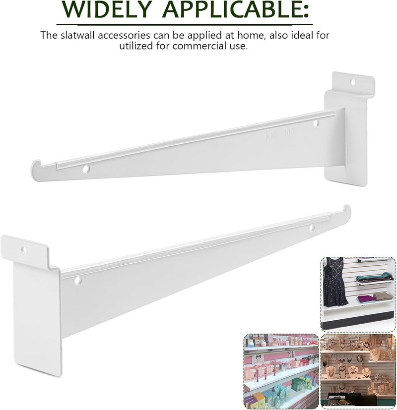 ALISWAT 12Pcs Heavy Duty Slatwall Knife Shelf Bracket, 12 inch Metal Shelf Bracket for Slat Wall, White Slatwall Accessories With Lip, Gridwall Brackets Hooks for Slatwall Panels Shelf Display Home Commercial - Image 5